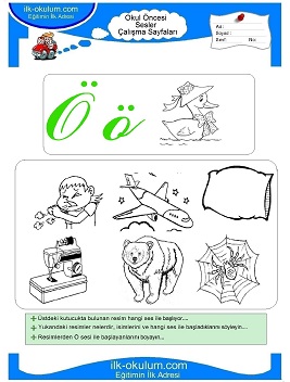 Çocuklar İçin ö Sesi Çalışma Sayfaları 